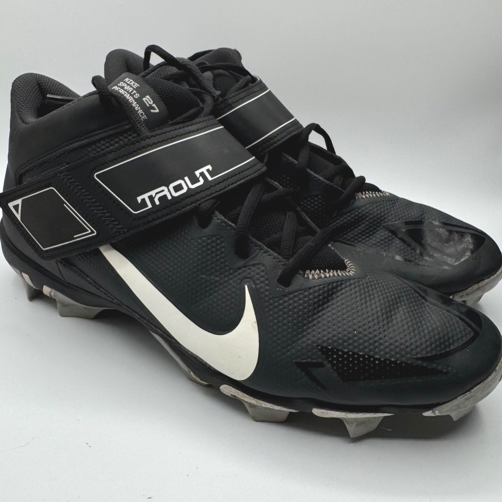 Nike Force Zoom Trout 7 Pro Baseball Cleats Black White Fastflex Mens Size 12